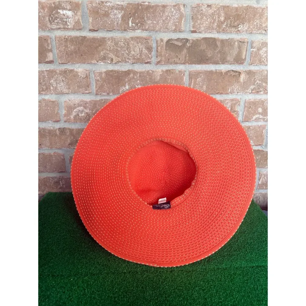 San Diego Hat Co Orange Sun Hat Wide Brim Packable Braided Travel Beach Cap
